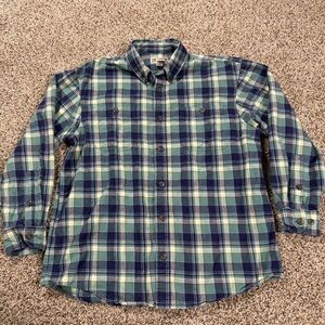 Duluth Trading Co Free Swingin Flannel Shirt Mens Size Large Green Plaid 52007